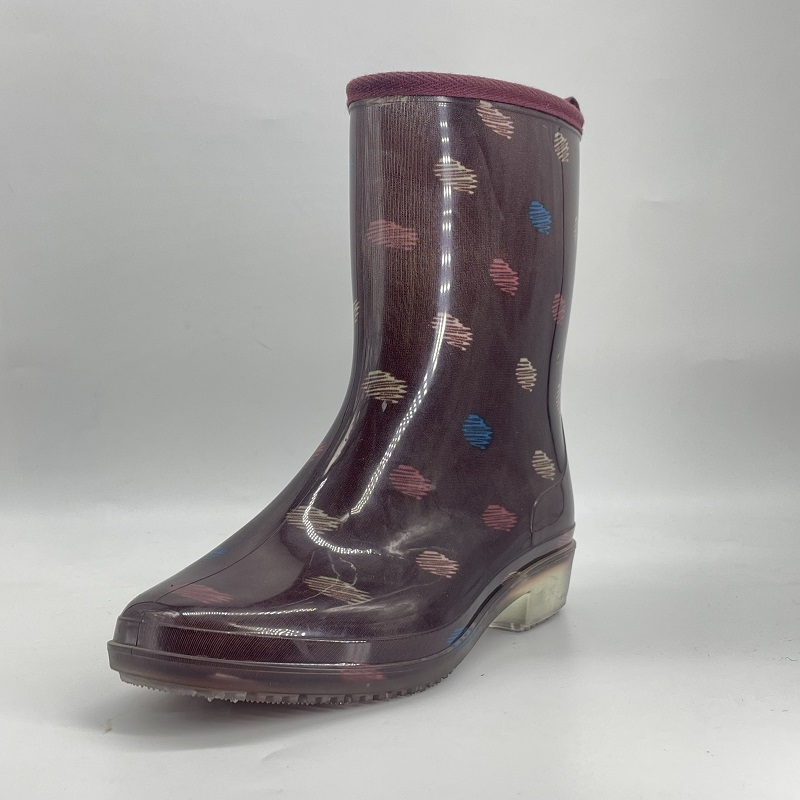 Colorful Polka dot Wine red Rain Boots