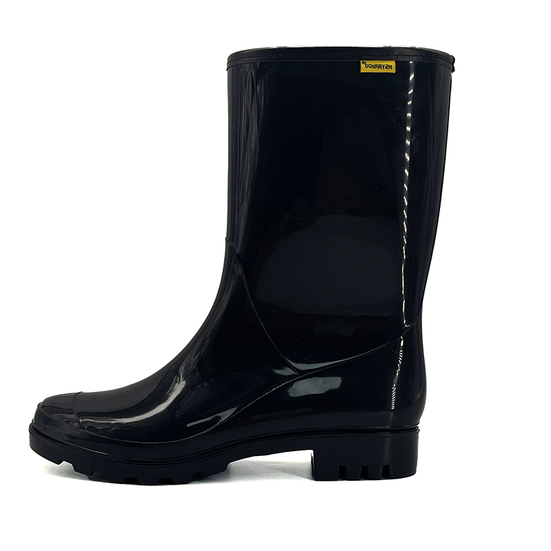 Black Glossy Women Rain Boots