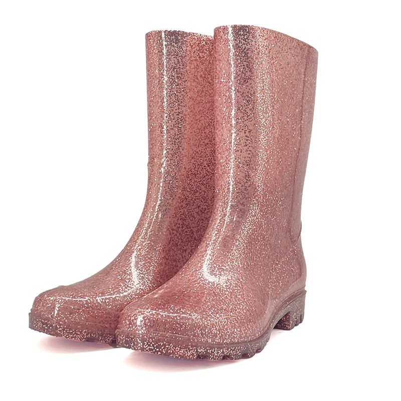 Pink Glimmering fashion style rain boots -2