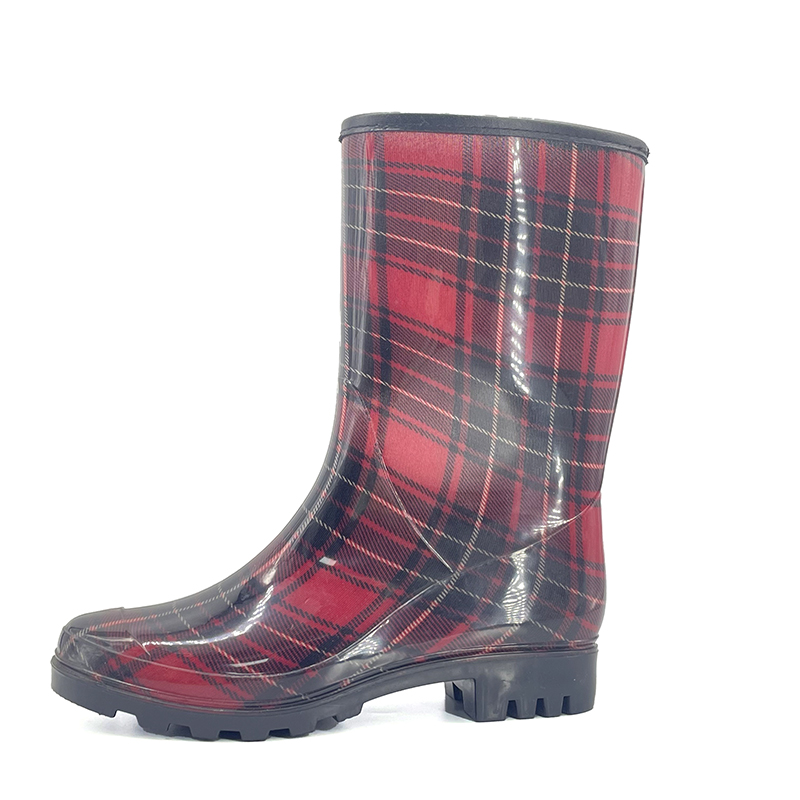 Plaid patterned Waterproof Rain Boots-2