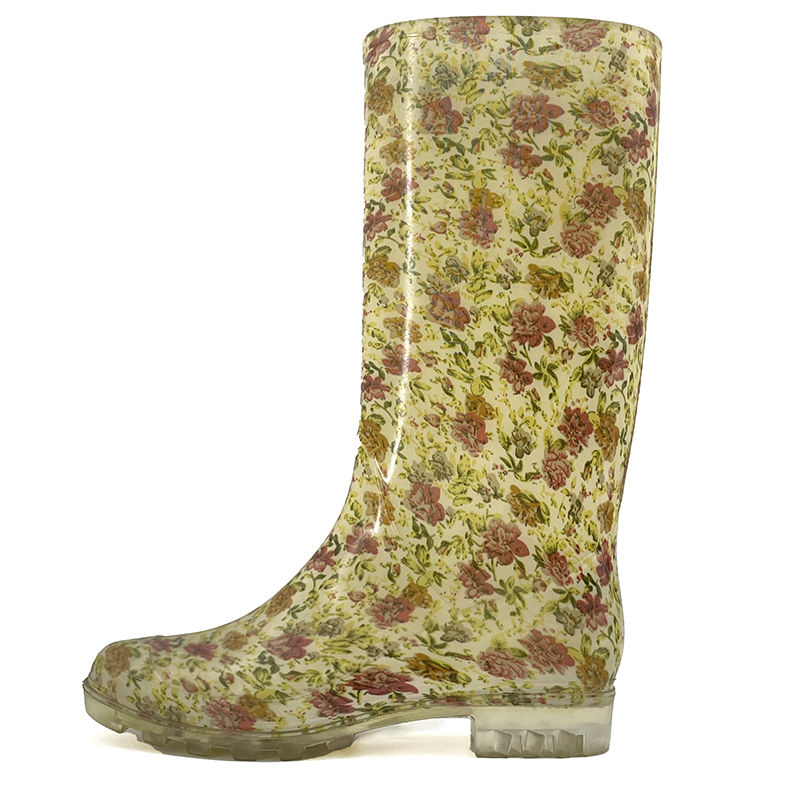 Floral patterned fashion high Rain Boots