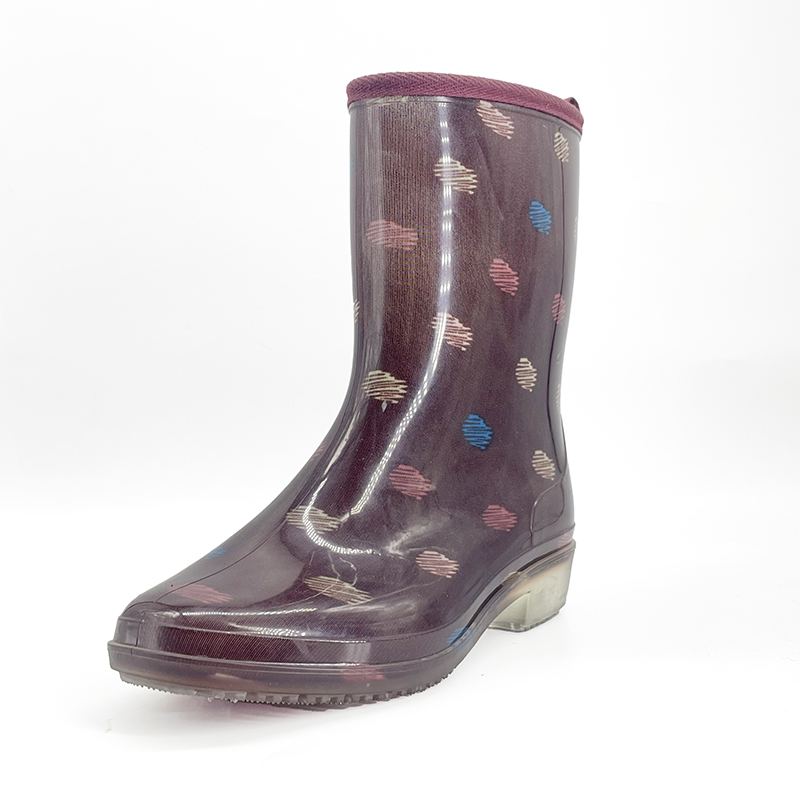 Colorful Polka dot Wine red Rain Boots