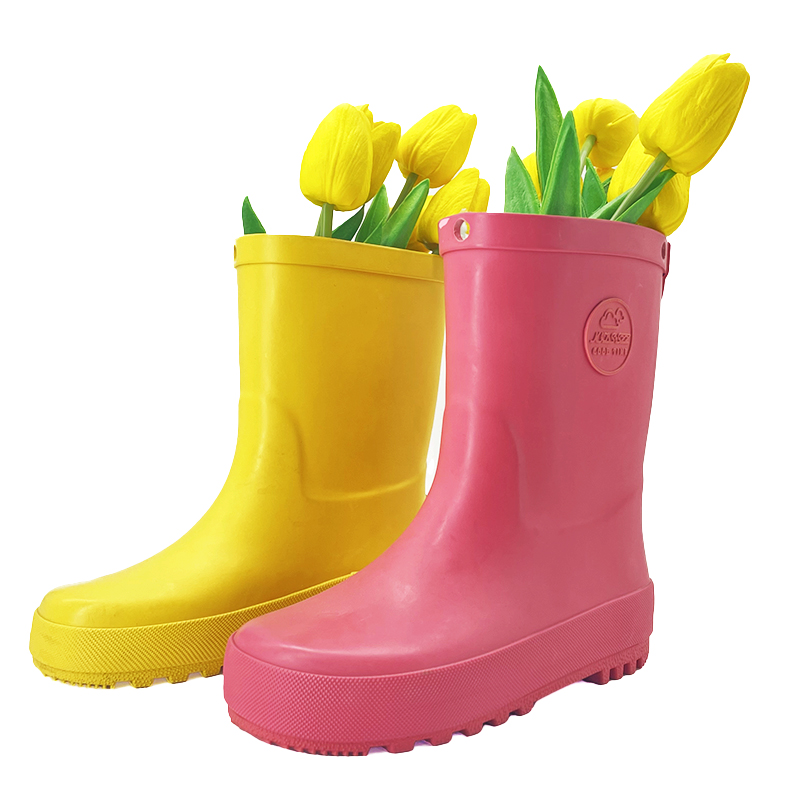 Cute pure color for kids waterproof rain boots