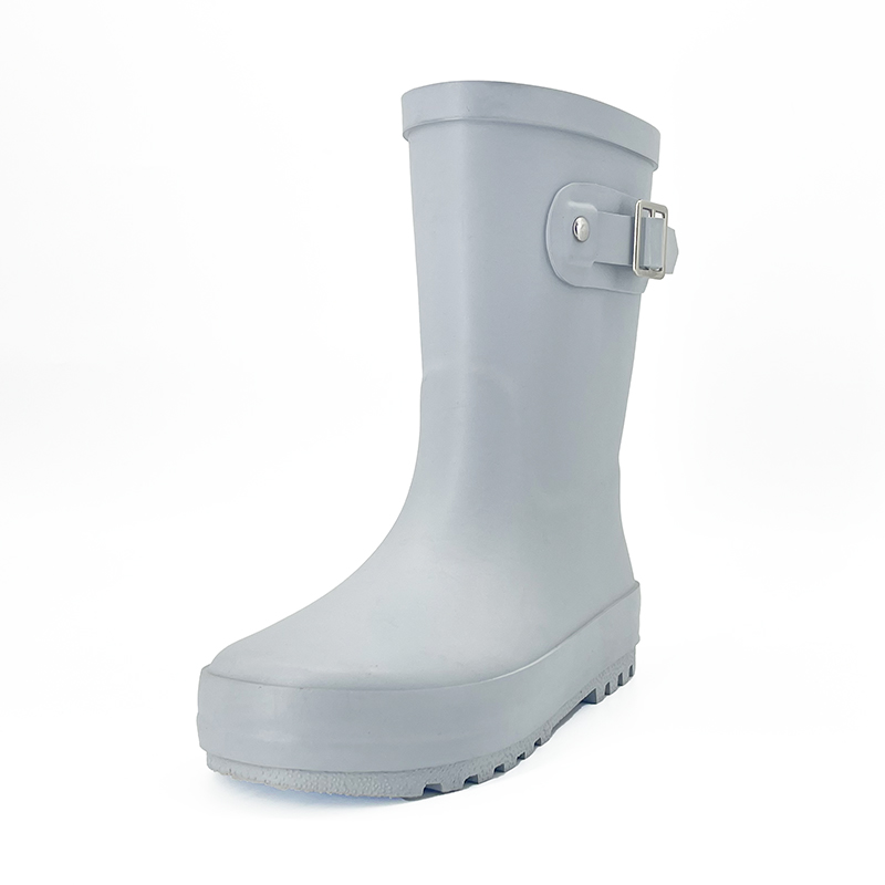 Mild blue with buckles matte rubber waterproof rain boots