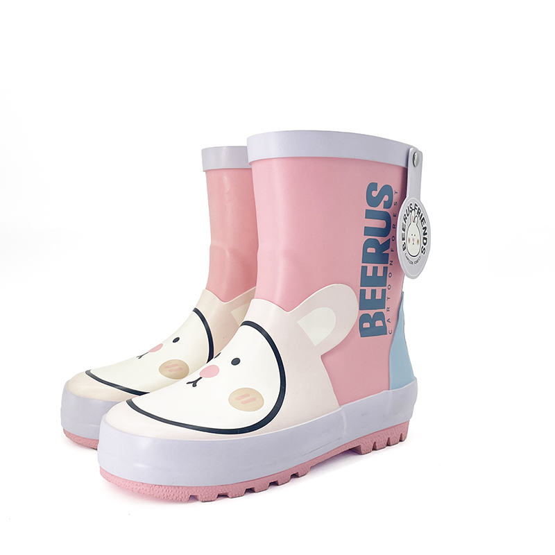 Cute rabbit splice matte rubber waterproof rainboots