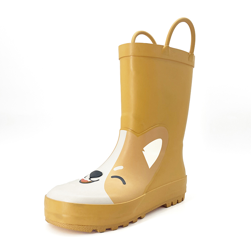 Shiba inu pattern print waterproof handled rubber rain boots