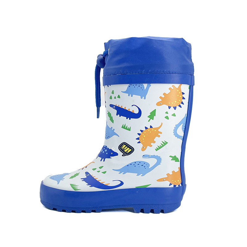 Dinosaur theme rubber fashionable collar rain boots 