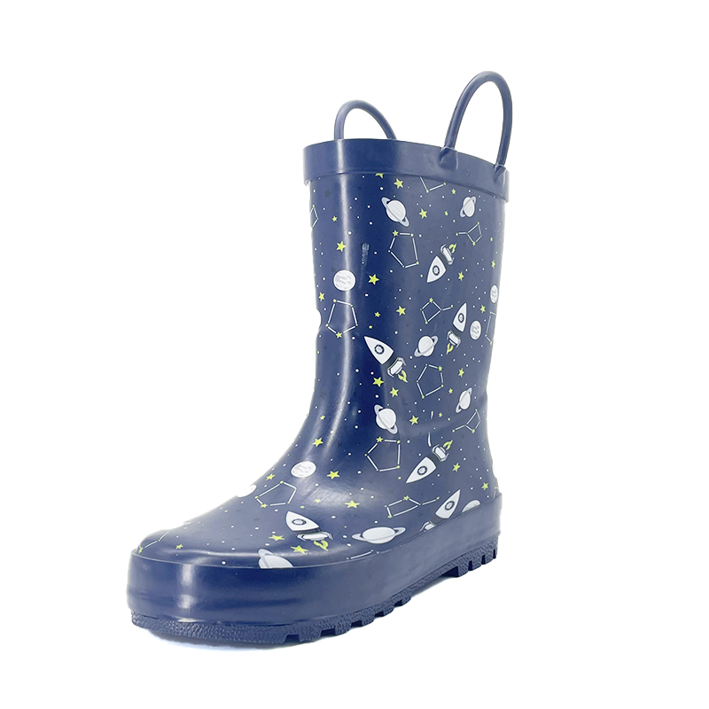 Interstellar matte rubber fashionable handled rain boots 