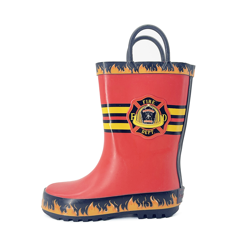Fireman matte rubber waterproof handled rainboots