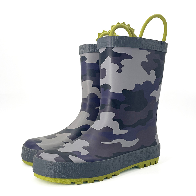 Camouflage special type pattern handled rubber rain boots