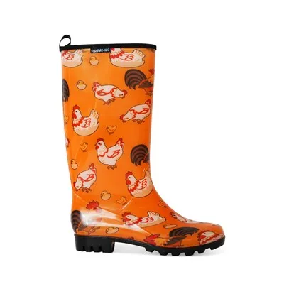 Farm Chicken Print Rain Boots