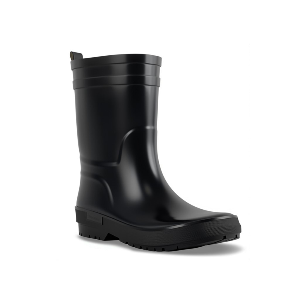 Womens Black Patent Ankle Wellies